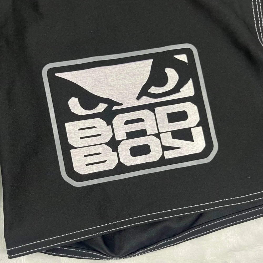 Bad Boy Pro Series MMA Board Shorts Mens 34 Black White Fight Training Grappling
